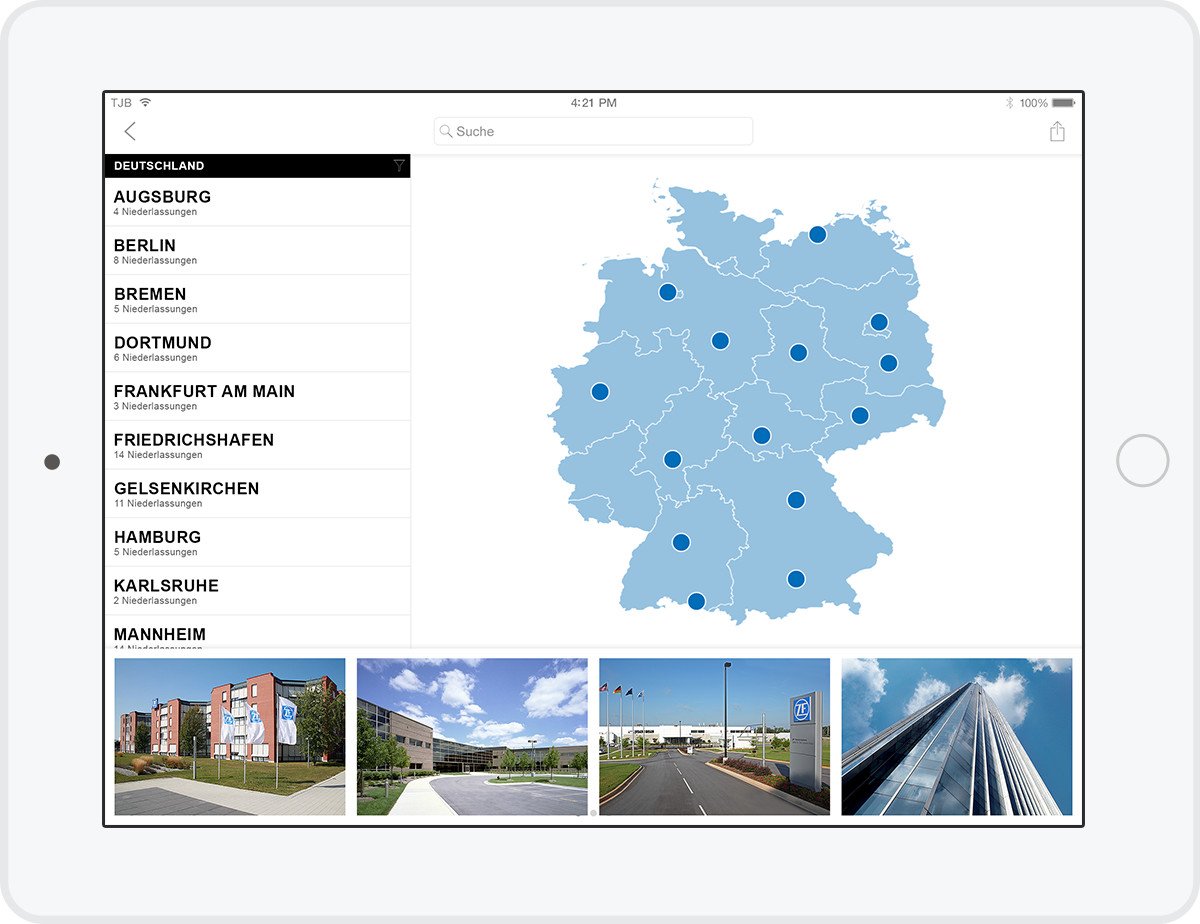 ZF Locations - iOS App (Tablet)