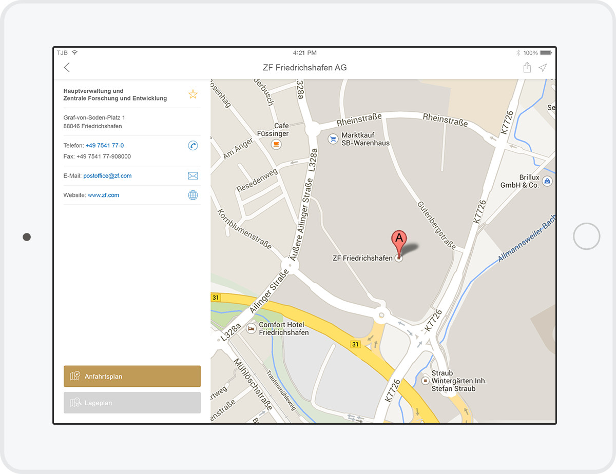 ZF Locations - iOS App (Tablet)